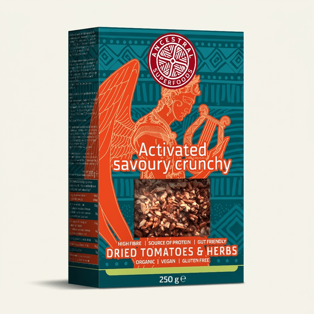 ORPHEUS – activated savoury crunch with dried tomatoes and herbs (Box of 6 × 250 g)