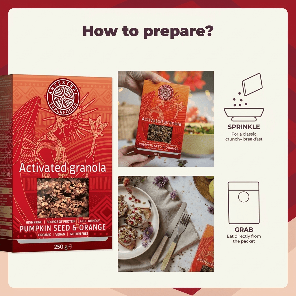SOL – citrusy activated granola with pumpkin seeds and orange (Box of 6 × 250 g)