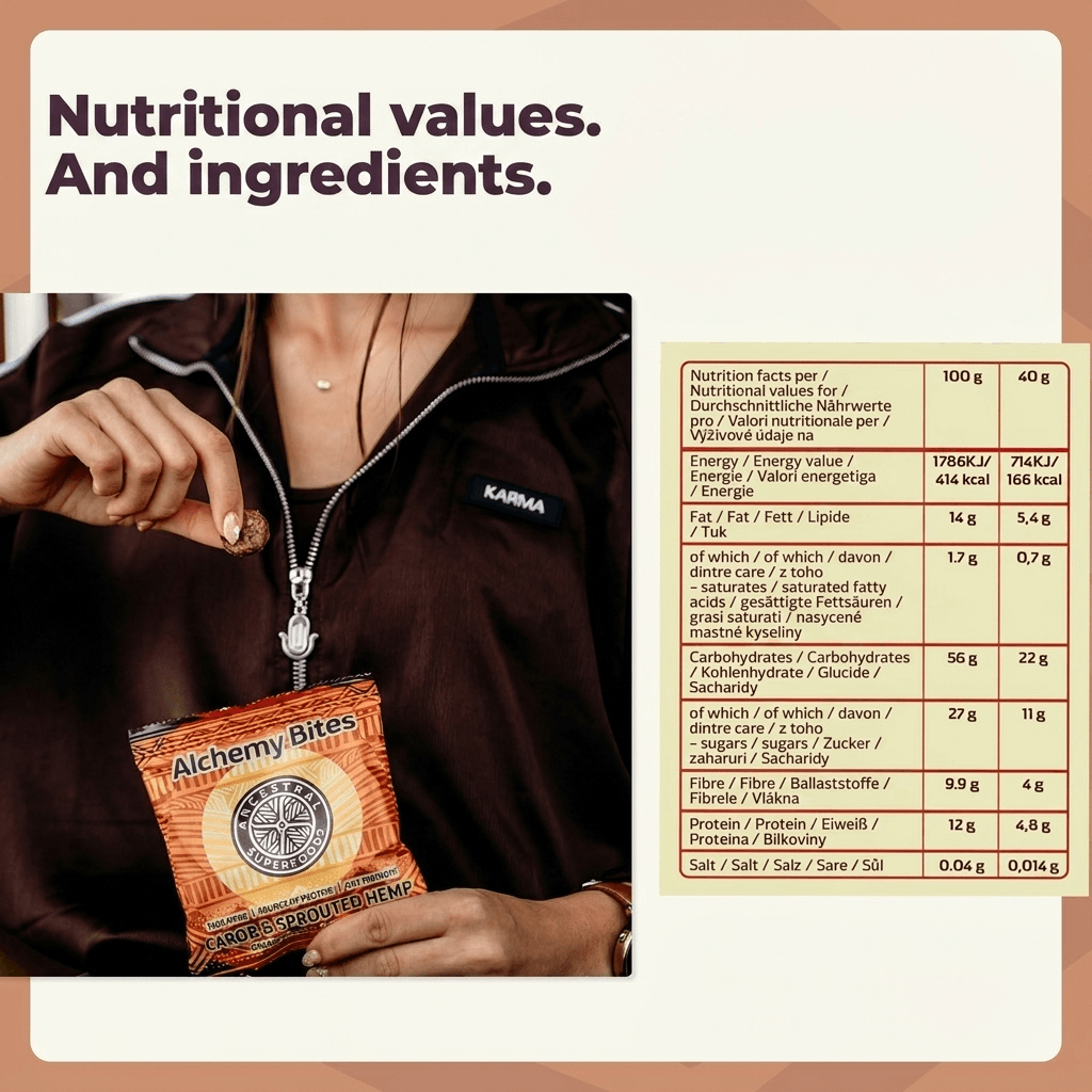 ALCHEMY BITES – a rich, chocolate-flavoured dessert with no added sugar (Box of 8 × 40 g)